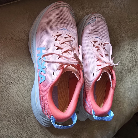 Hoka Pink and Blue Running Shoes - Picture 2 of 4
